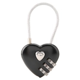 Code Padlock, Couple Padlock, Mini Heart-Shaped Hall Locker Durable Portable for Luggage Backpack Jewelry Box (Black)