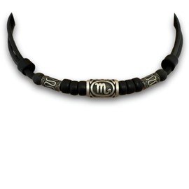 HANA LIMA Sternzeichenhalskette Lederkette Sternzeichen Halskette Surferkette Tierkreiszeichen Horoskop verstellbar (H - SKORPION / 24. Oktober - 22. November)