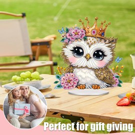 GZYYANG Diamond Painting Table Decoration, Owl Diamond Painting Children, 5D Diamond Painting Pictures, Table Decoration for Beginners, Adults and Children