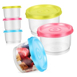 BIUDECO 6Pcs Snack Pots with Lids Food Storage Containers Reusable Portable Organizers for Fridge Pantry Picnic Vibrant Color Condiment Containers