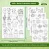 BENECREAT 4Sheets 48Pcs Potted Plants Water Soluble Embroidery, 11.7x8.3inch Cactus