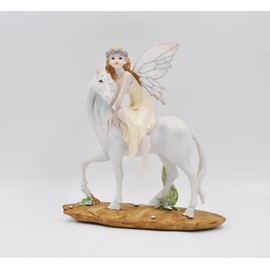 Comfy Hour Butterfly Fairy Riding White Horse Figurine, Collectible for Home Decoration, Fairyland Collection