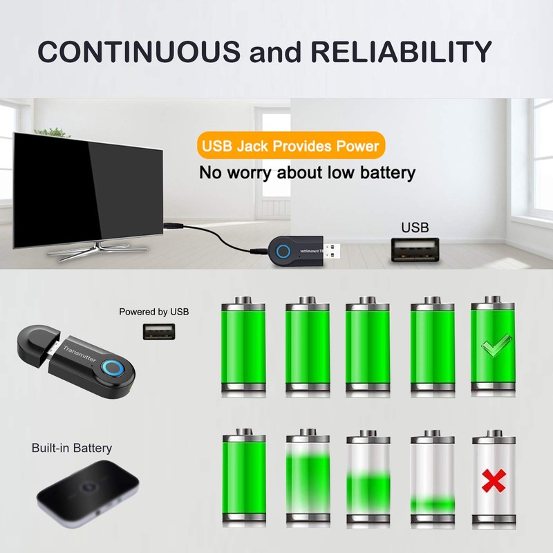 Andven Wireless Bluetooth Transmitter, 3.5mm Portable Stereo Audio Adapter for