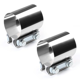 LALAGO Exhaust Clamp, Pack of 2 Stainless Steel Pipe Connectors, Exhaust Clamps with Double Clamp, Universal Corrosion-Resistant Exhaust Pipe Clamp for Exhaust Pipe (Diameter 60 mm / L: 76.2 mm)