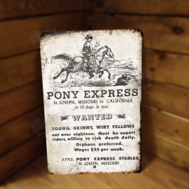 Signs for Mankind Pony Express Help Wanted Western Metal Poster Sign NEW