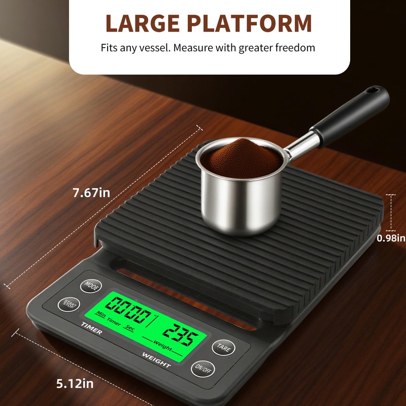 YONCON Coffee Scale with Timer - 0.1g Accurate, 3kg Drip