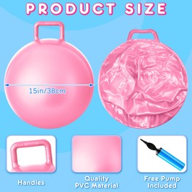 Lewtemi 6 Pcs Hopper Ball Carnival Outdoor Games 15 Inch Jumping Hopping Inflatable Bouncing Ball with Handle and Air Pump for Adults Sport Exercise (Light Colors)