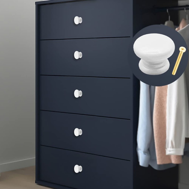 Yijunmca 15 Pack Cabinet Knobs Round Pulls 34mm White Wooden