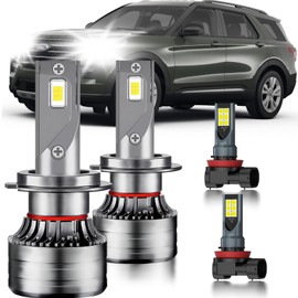 HUOKEDS for Ford Explorer 2011-2015 Fog Lights Bulbs Combo, 4pcs Super Bright White Dual Beam and Fog Lights Blubs Package