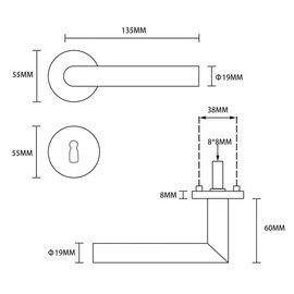HAIFUAN Stainless Steel Door Lever Handle, Door Lock Handle Set, Door Bar (S02-103) (S02-103K, 2 SETS)
