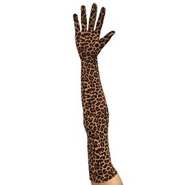 Seeksmile Classic Adult Size 22" Length Spandex Gloves Past Elbow Cosplay Costume Glove (Free Size, Leopard)
