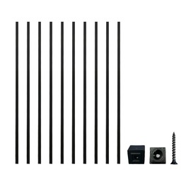 Weatherables Square Balusters, 32’’ – 10pk Stair Baluster Kit with 20 Connectors for Indoor or Outdoor Stairs, Made with Durable Black Textured Powder-Coat Finished Aluminum (32’’ x 3/4’’)