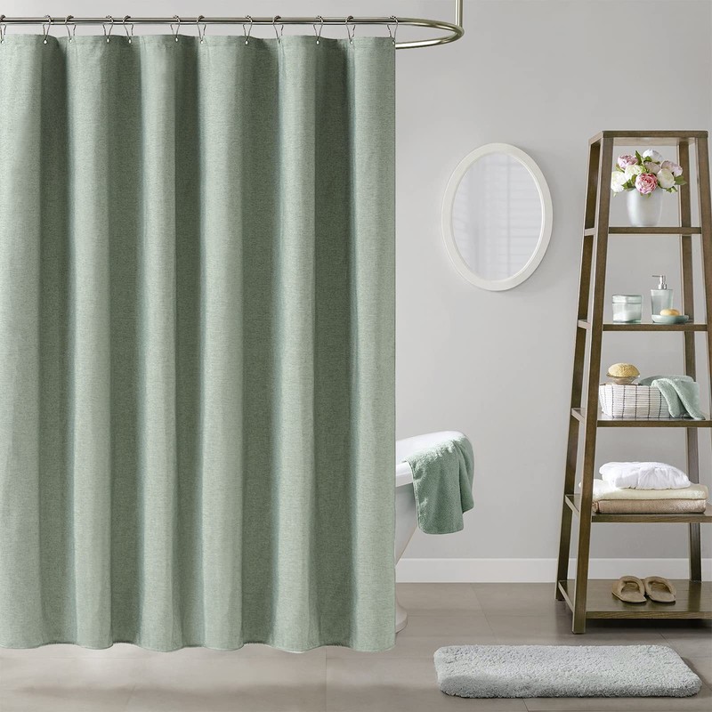 BTTN 78 Inch Long Shower Curtain, Linen Textured Thick Weighted