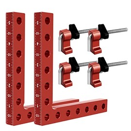90 Degree Clamp, Cabinet Clamp, 5.5" x 5.5"(14 x 14cm) Aluminum Alloy Right Angle square Tool, Corner Clamps for Woodworking Tools, Right Angle Clamp, Drawers, Picture Frame (2pack)