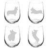 MIP Set of 4 Wine Glass Goblet Corgi Collection (17