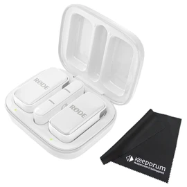 Rode Wireless Micro Wireless Microphone System Light-ning White for iOS Smartphones with Keepdrum Microfibre Cloth