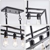 Lanhall 5-Light Kitchen Light Fixtures Black Farmhouse Chandelier Rectangular Dining