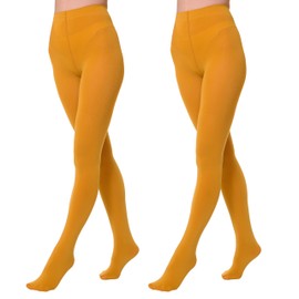 EVERSWE 2 Pairs Pack Women's Opaque Tights (XXL-3XL, Goldenrod)