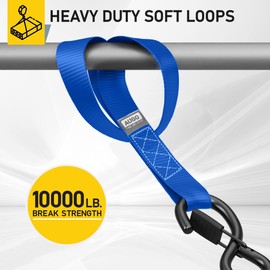 AUGO Heavy Duty Soft Loops –Pack of 6-1.5” x 17” Tie Down Anchor Straps for Use w/Ratchet Strap Hooks – 3000Lb Load Capacity & 10,000Lb Break Strength – Great for Motorcycle, Bike, Roof Rack, Etc.