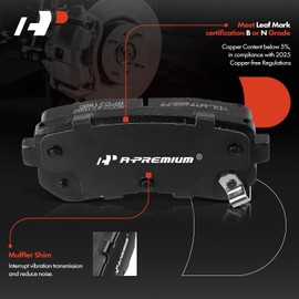 A-Premium 4 Pcs Rear Ceramic Disc Brake Pads Set Compatible with Select Hyundai & Kia Models - 2018-2023 Kona, 2021-2022 Seltos