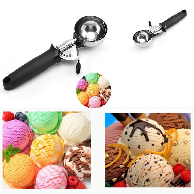 Ice Cream Scoop - Solid Stainless Steel Cookie Fruit Dessert