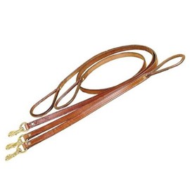 Tory Leather 3/4" x 4' Plain Creases Leather Dog Leash with Rolled Hand Hold - Oakbark, 3/4