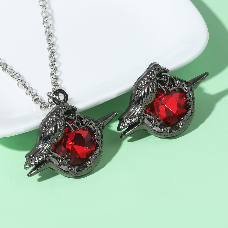 Red Gem Crow Brooch Costume Jewelry Accessories for Sylus Cosplay