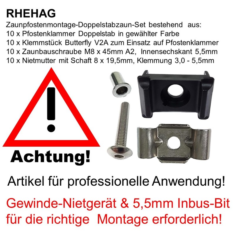 Fence Post Mount Double Rod Fence Kit Black 9005 +