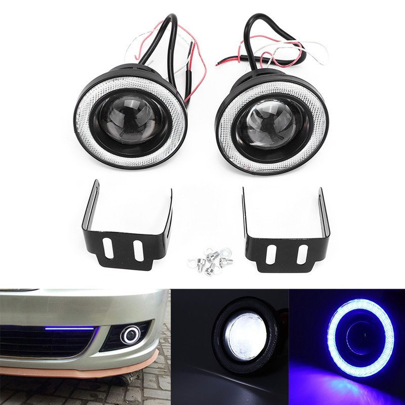 Pair 3.5in LED Fog Lights Angel Eyes with COB Universal
