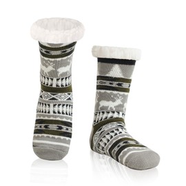 FUSACONY Cuddly Socks for Men Stopper Socks Non-Slip Socks House Socks Fluffy Soft Comfortable Winter Thick Socks Warm Bed Socks Gifts for Men 38-46, lightgrey