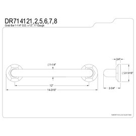 Kingston Brass DR714128 Designer Trimscape Metropolitan Decor 12-Inch Grab Bar with 1.25-Inch Outer Diameter, Brushed Nickel