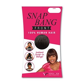 Vivica A. Fox SNAP BANG FRONT, 100% Human Hair, Clip-In Bangs, Snap-In Front Bang for Quick Styling, Thick Fake Bangs for Women, Heat Resistant (FS1B/27)