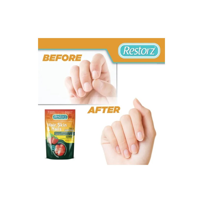 Restorz Gomitas Biotina 5000mcg Sabor Fresa 12 Pack