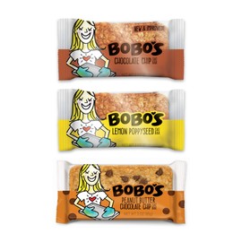 Bobo's Oat Bars, Variety Pack, 3 oz Bar (12 Pack), Chocolate Chip, Lemon Poppyseed, Peanut Butter Chocolate Chip (3 of Each Flavor), Gluten Free Bars