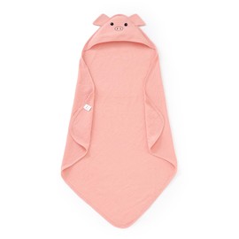 YIXPOH Hooded Baby Towels for Newborn 100% Cotton Muslin Soft Absorbent Baby Bath Towels with Hood for Infant Toddler Girl Boy, 32x32Inch (Pink Pig)