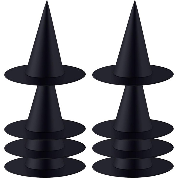 Tatuo 8 Pieces Halloween Witch Hats Witch Party Costume Accessory Black Hanging Wizard Hat Floating Porch Yard Decoration(Simple)