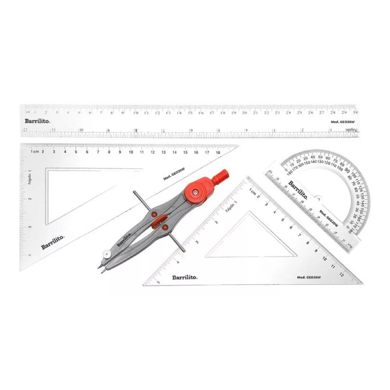 Barrilito Juego De Geometría Escolar C/ 5 Piezas Marca Barrilito