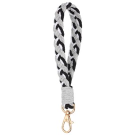 PATIKIL Boho Handmade Bracelet Keychain, Soft Macrame Keychain Braided Wristlet Strap Wrist Lanyard for Gym Travel Concerts Daily Use, Gray White