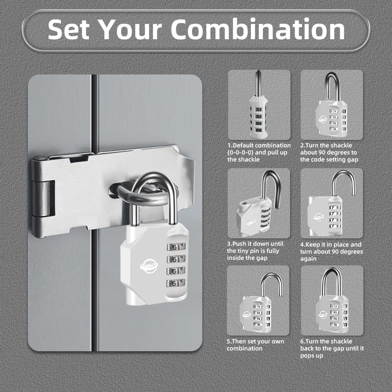 SISAV Combination Lock 4 Digit Outdoor Combination Padlock for School
