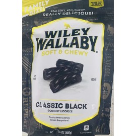 Wiley Wallaby FAMILY SIZE Soft & Chewy CLASSIC BLACK Gourmet Licorice 24 Oz Bag