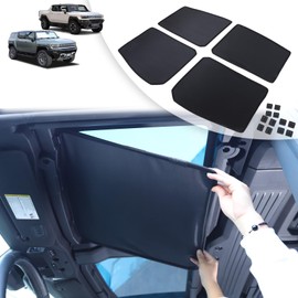 for Hummer EV Accessories 4 Top Glass Sunroof Sun Shade,No Gaps No-Sagging Hummer EV Sunshade Roof Heat Insulation Foldable Reflective UV for Hummer EV Truck SUV 2022-2024-2025 (Interior Black)