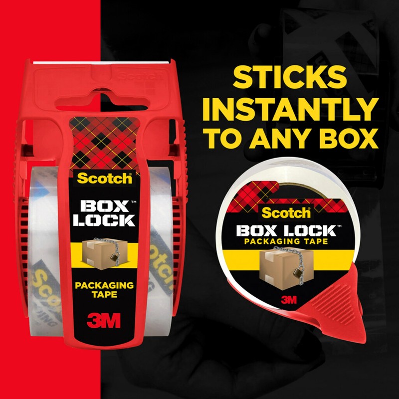Scotch Box Lock Packing Tape, Clear Packaging Tape, Extreme Grip