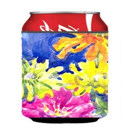 Caroline's Treasures 6122CC Flower Can or Bottle Hugger Cooler Washable Drink Sleeve Collapsible Beverage Insulated Holder, Can Hugger, Multicolor