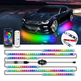 MOREFULLS LED Underlight, Tape Light, Car, RGB, 6-piece Set, High Brightness, Sound Sensor, Built-In Sound Sensor, Exterior Decoration, Full Color, Multi-Color, Waterproof, IP68, Various Modes, APP