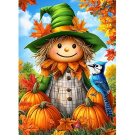 ZENDIYO Scarecrow Pumpkin Diamond Painting Kits for Adults, 5D Fall Diamond Art Kits for Adults Beginners, DIY Full Drill Diamonds Dots Gem Art Painting and Crafts for Home Wall Decor 12x16inch