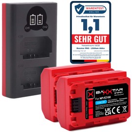 Baxxtar Caricabatterie LCD Dual USB + 2x NP-FZ100 Batteria Protect V1 2600mAh – per Sony Alpha A1 A7 III/IV A7R III–V A7S III A7C/A7C II A9/A9 II A6600 A6700 ZV-E1 FX3 FX30 – kit per set e matrimoni