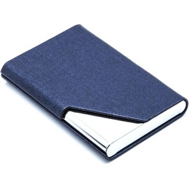 Timotech Estuche para Tarjetas de Presentación Premium, Tarjetero de Piel y Acero inoxidable, Multitarjeta, para Tarjetas de crédito e Identificación, Diseño Elegante para Hombres y Mujeres (Azul)