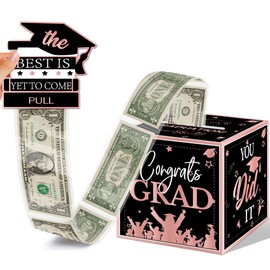 Pink and Black 2025 Graduation Party Decorations Money Box for Cash Pull Out Card You Did it and Congrats Grad Surprise for High School and College Graduation (Pink and Black)