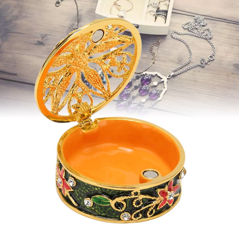 Metal Jewelry Box Innovative Exquisite Hand Painted Hinged Jewelry Organizer