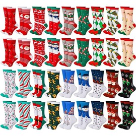 LCPQMZGH 40 Pairs Christmas Socks Gifts for Homeless, Christmas Socks for Adults (Random Styles, Pack of 40 Pairs)